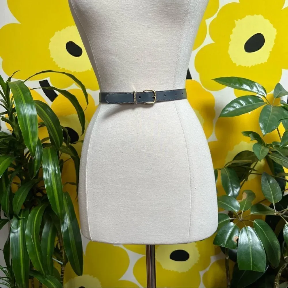 Vintage 1980s Charcoal Gray Leather Pierre Cardin Belt Made in Spain